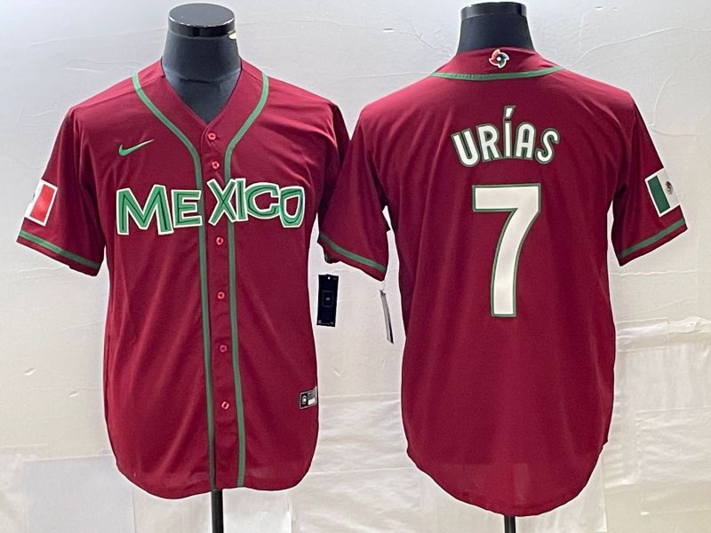 Men 2023 World Cub Mexico #7 Urias Red white Nike MLB Jersey12->more jerseys->MLB Jersey